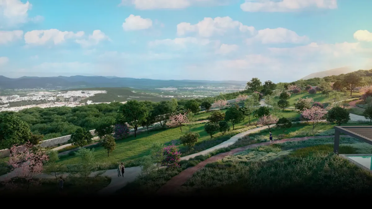 Jardín con vista al valle Departamento Venta Zibatá Querétaro